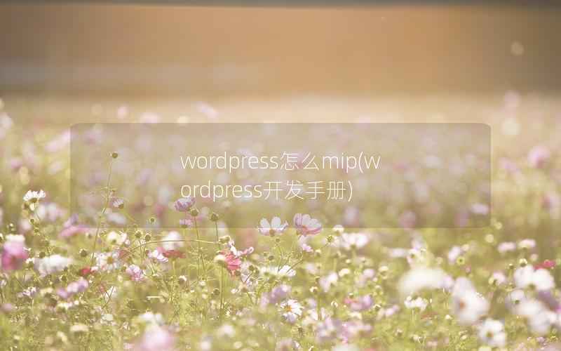 WordPress怎么mip，WordPress开发手册
