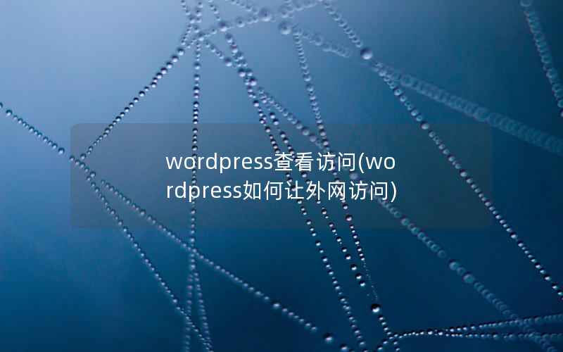 wordpress查看访问，wordpress如何让外网访问