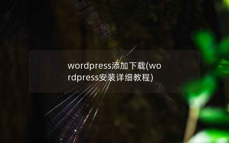WordPress添加下载，WordPress安装详细教程