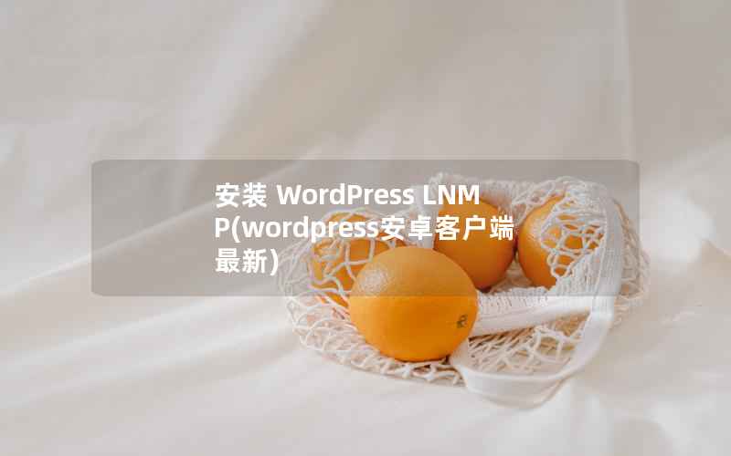 安装 WordPress LNMP,wordpress安卓客户端最新 安装 WordPress LNMP,wordpress安卓客户端最新