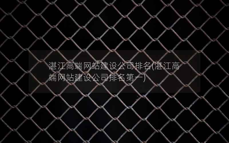 湛江高端网站建设公司排名，湛江高端网站建设公司排名第一