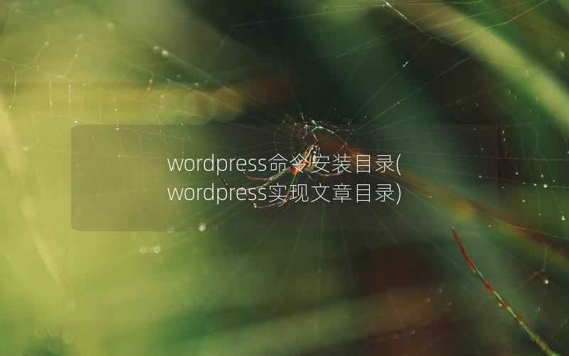 WordPress命令安装目录，WordPress实现文章目录