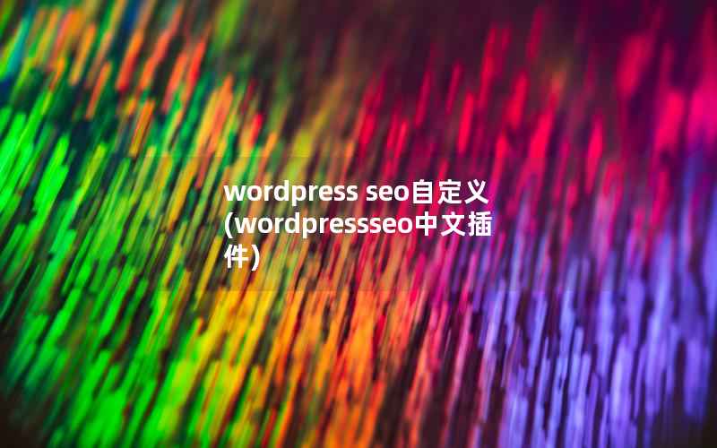 WordPress seo自定义，WordPressseo中文插件