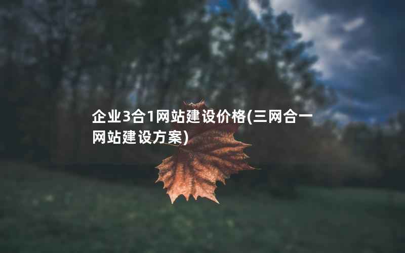 企业3合1网站建设价格，三网合一网站建设方案