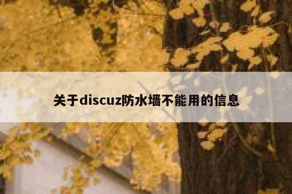 关于Discuz防水墙不能用的信息