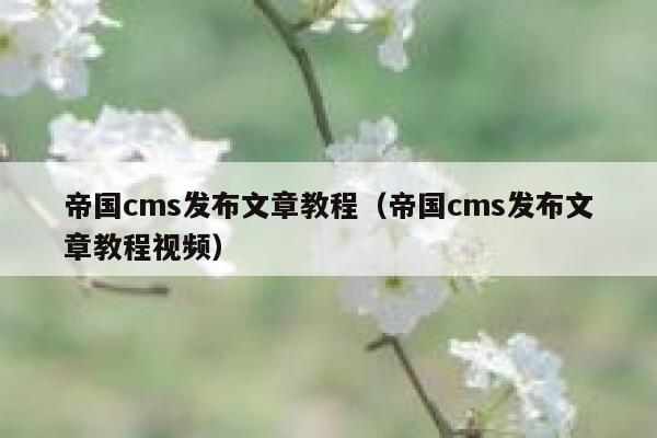 帝国cms发布文章教程，帝国cms发布文章教程视频