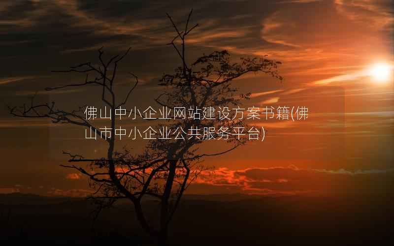 佛山中小企业网站建设方案书籍，佛山市中小企业公共服务平台