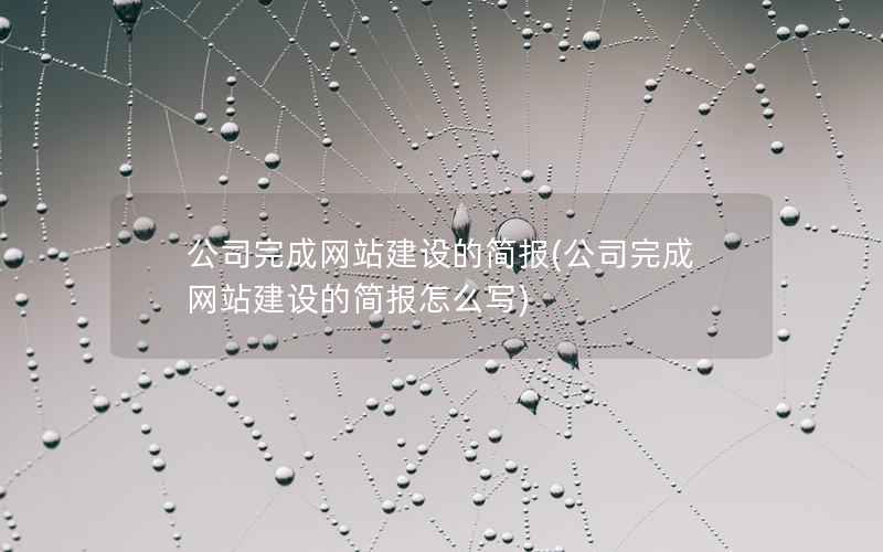 公司完成网站建设的简报，公司完成网站建设的简报怎么写
